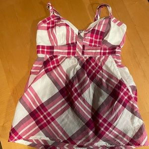 Plaid pink and white shirt